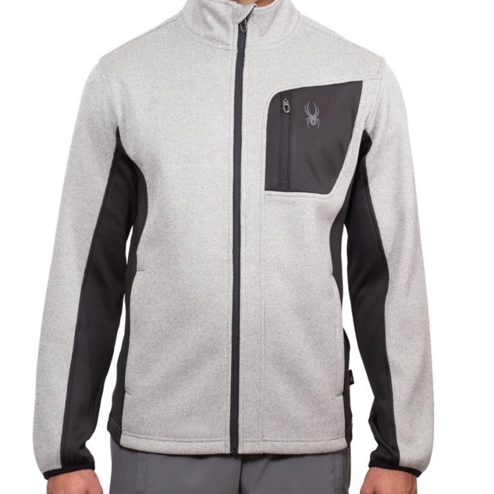 NEW Men’s Zip Up SPYDER Heather Gray and Black Lightweight Jacket